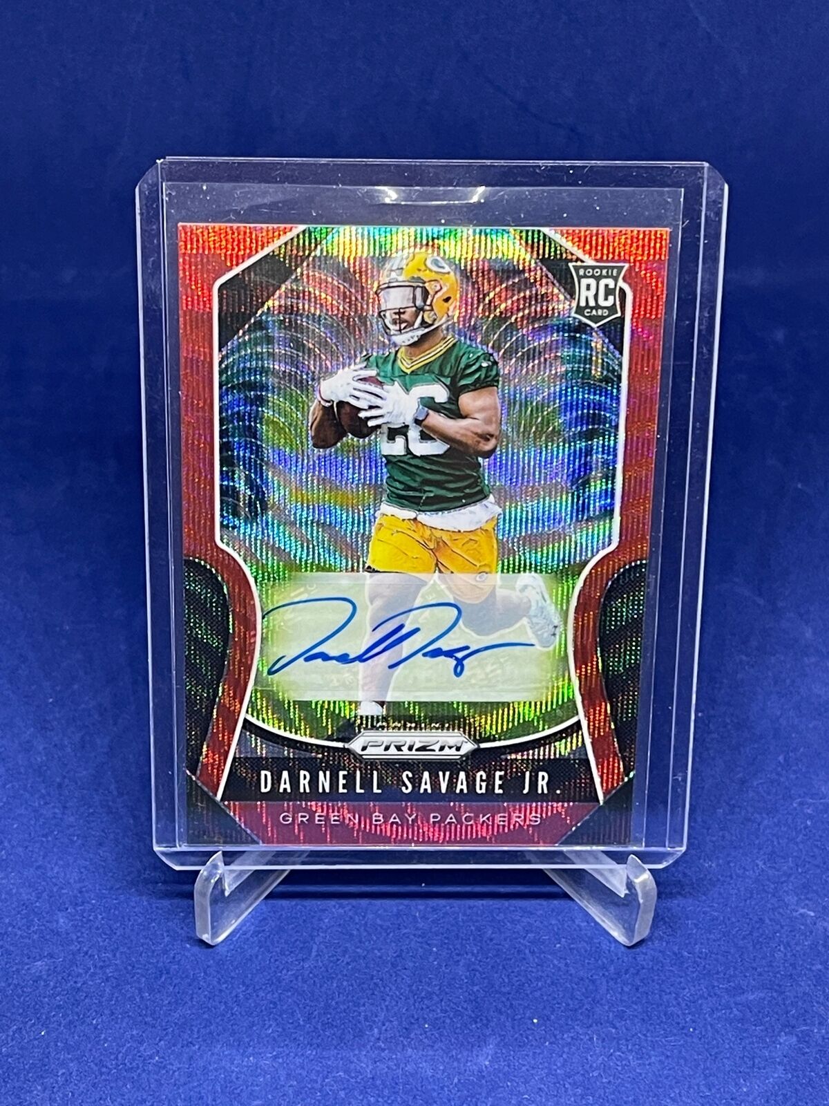 DARNELL SAVAGE JR 2019 PANINI PRIZM RED RUBY WAVE PRIZM AUTO ROOKIE RC #D 94/149