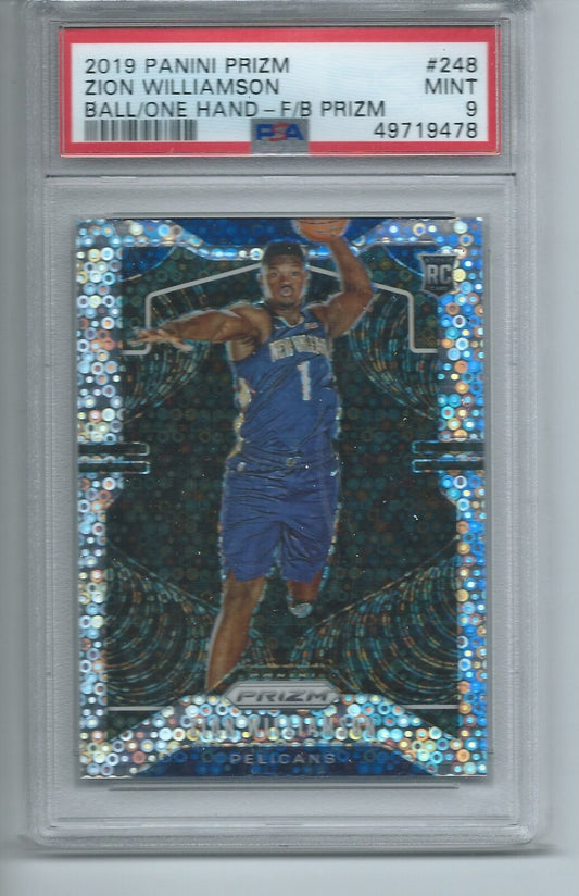 ZION WILLIAMSON 2019-20 PANINI PRIZM FAST BREAK PHOTO VARIATION RC #248 PSA 9