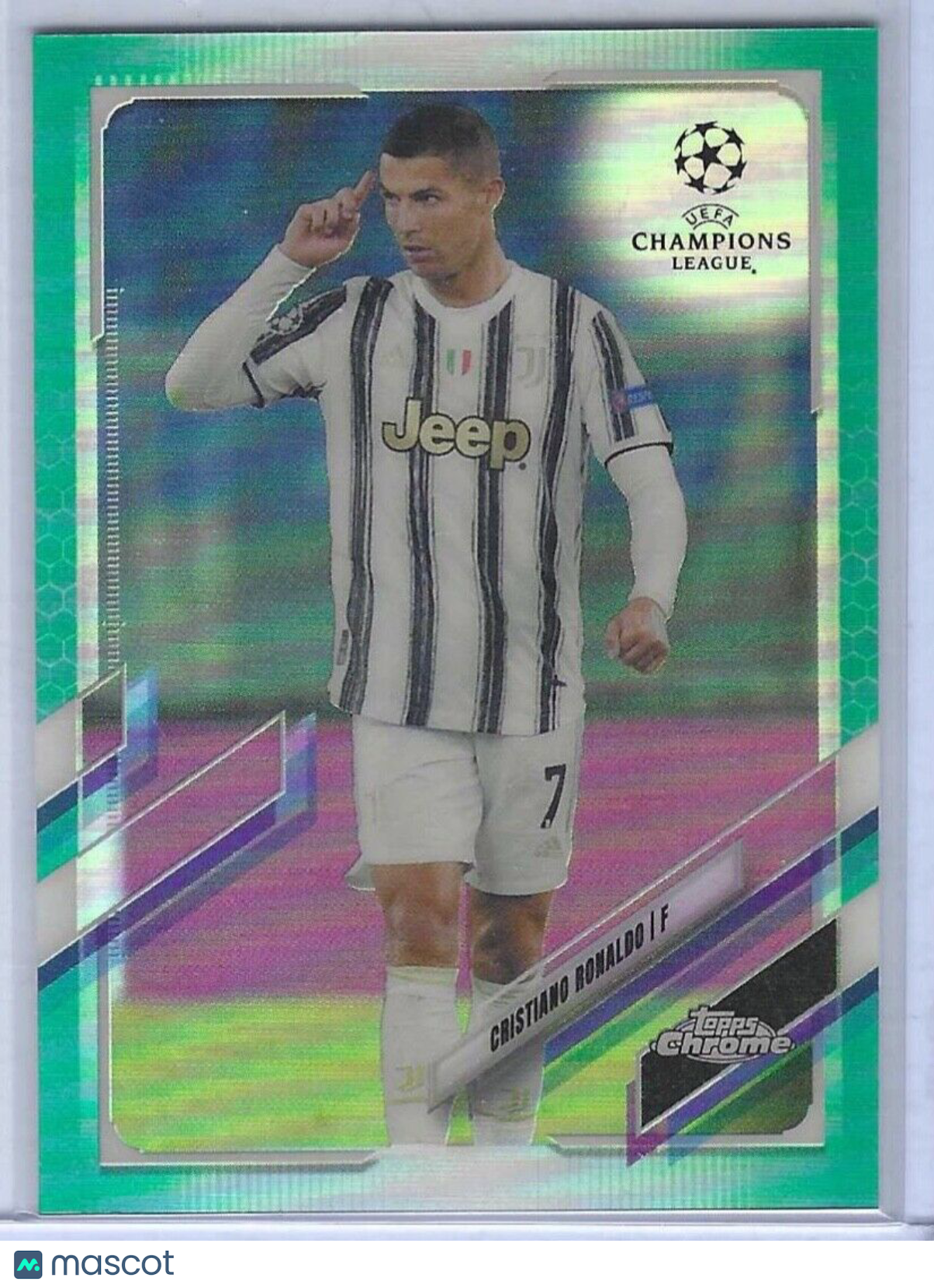 CRISTIANO RONALDO 2020-21 TOPPS CHROME UCL UEFA AQUA REFRACTOR #D 144/199
