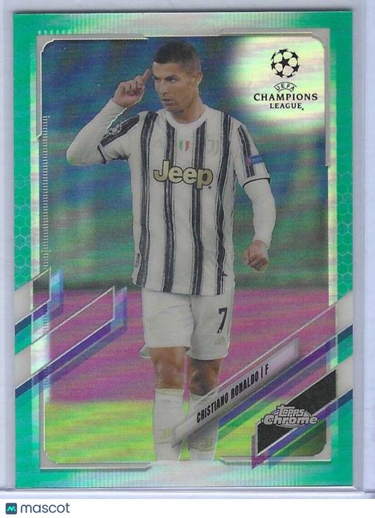 CRISTIANO RONALDO 2020-21 TOPPS CHROME UCL UEFA AQUA REFRACTOR #D 144/199