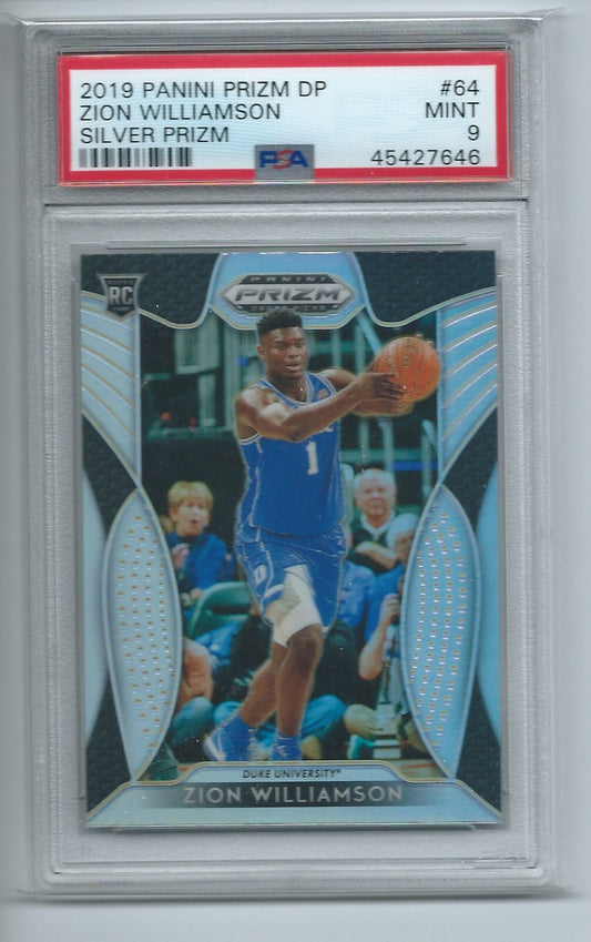 ZION WILLIAMSON 2019-20 PANINI PRIZM DRAFT PICKS SILVER PRIZM RC #64 PSA 9 MINT