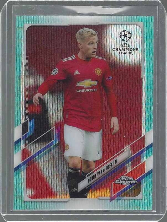 DONNY VAN DE BEEK 2020-21 TOPPS CHROME CHAMPIONS LEAGUE TEAL WAVE REFRACTOR /199