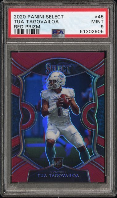 TUA TAGOVAILOA 2020 PANINI SELECT CONCOURSE RED PRIZM RC #D 82/99 PSA 9 MINT