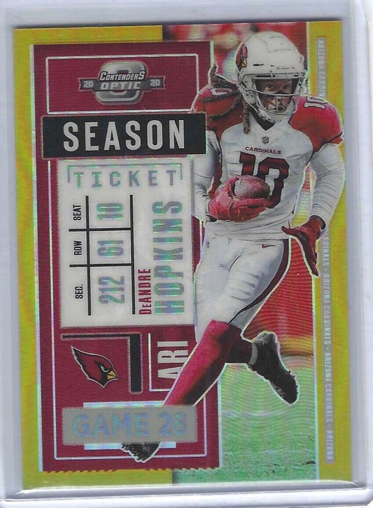 DEANDRE HOPKINS 2021 PANINI OPTIC CONTENDERS GOLD PRIZM HOLO #D 01/10