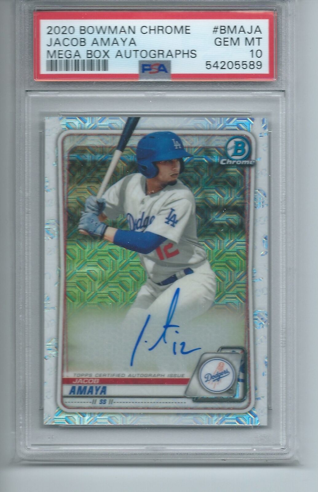 JACOB AMAYA 2020 BOWMAN CHROME MEGA BOX ON CARD AUTO #BMAJA PSA 10 GEM MINT