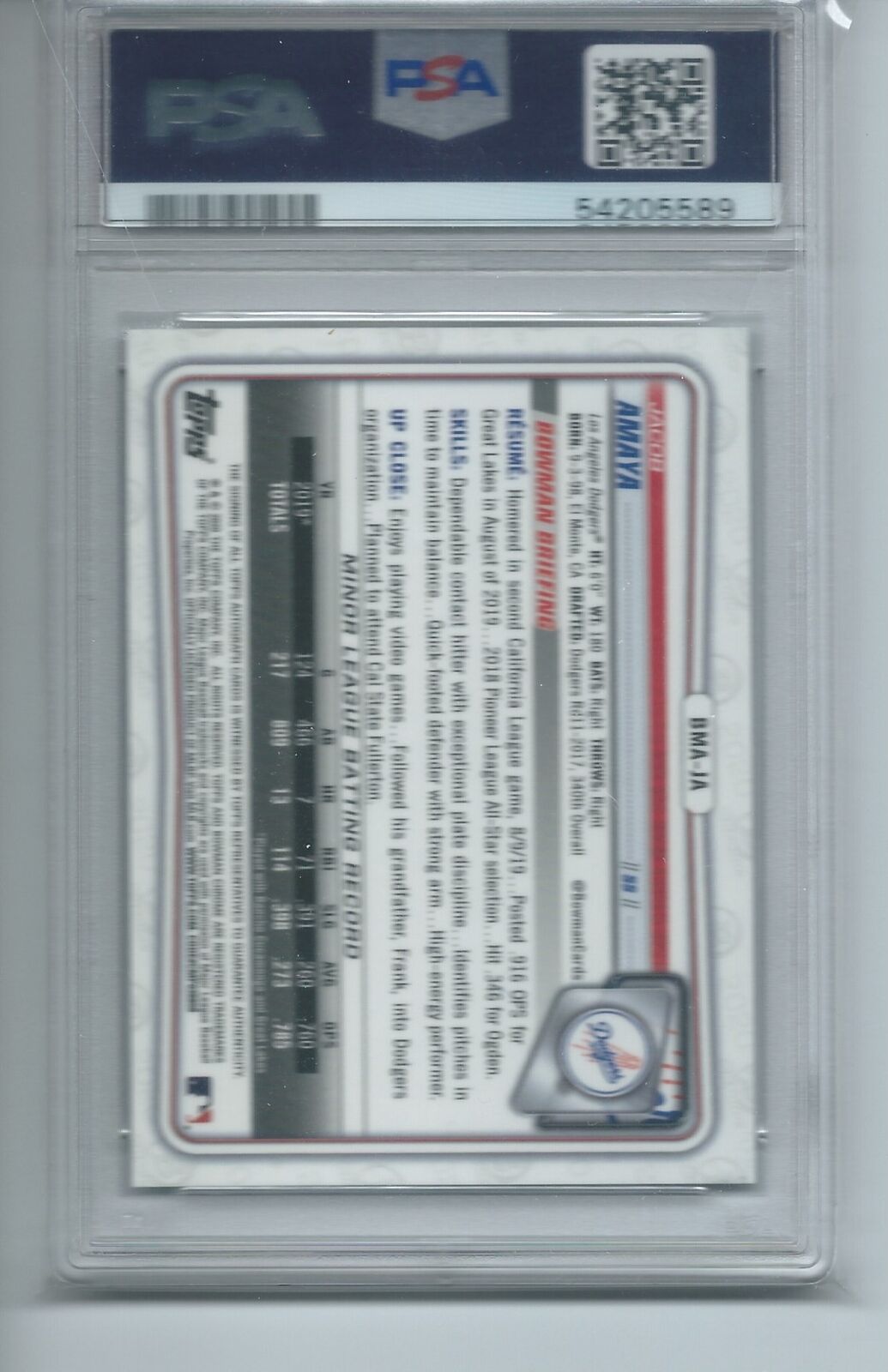 JACOB AMAYA 2020 BOWMAN CHROME MEGA BOX ON CARD AUTO #BMAJA PSA 10 GEM MINT