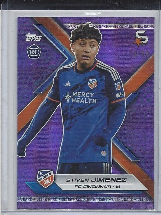 STIVEN JIMENEZ 2024 TOPPS MLS SUPERSTARS PURPLE ULTRA RARE RC #D 18/99