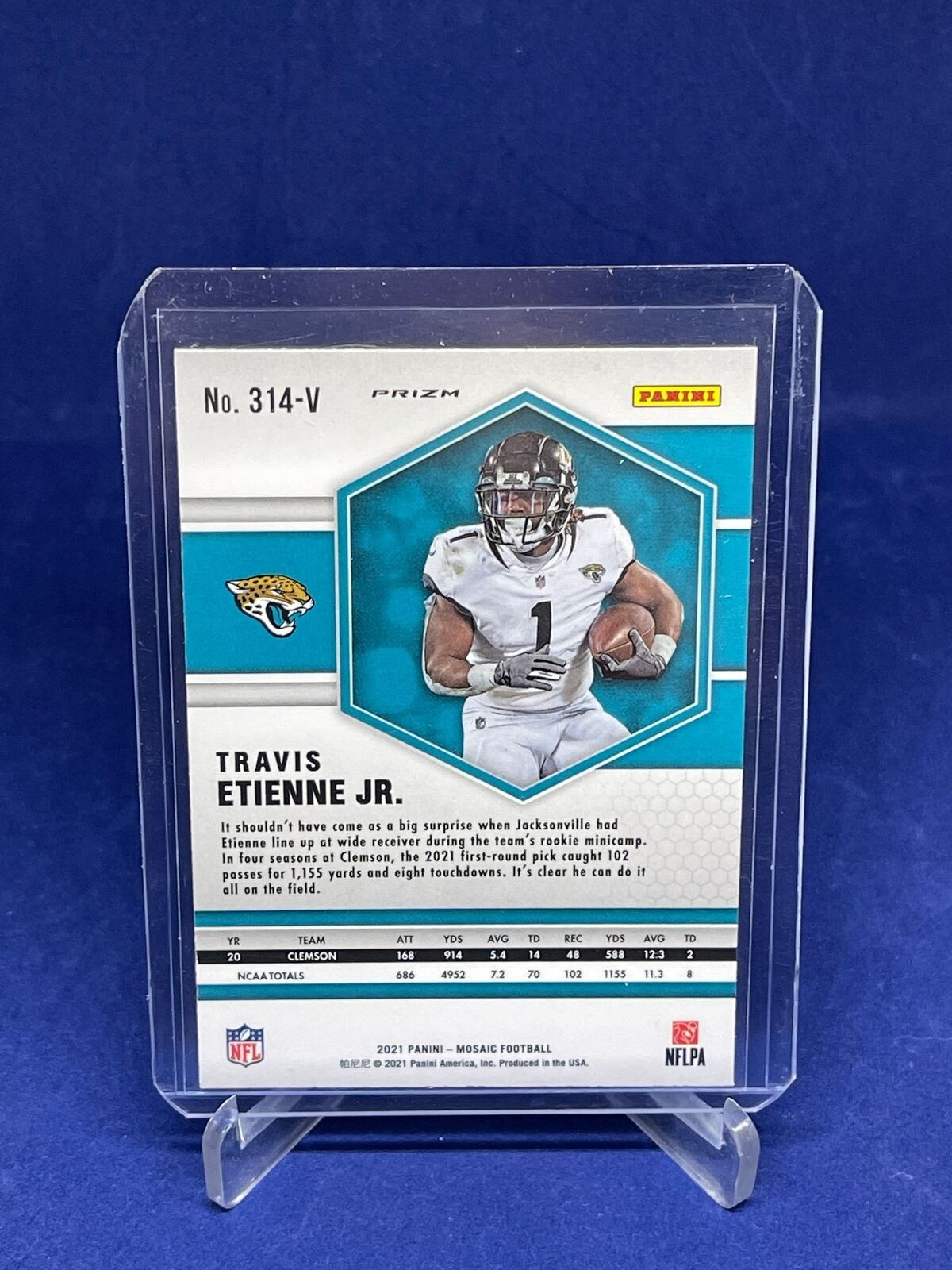 TRAVIS ETIENNE JR 2021 PANINI MOSAIC SILVER PRIZM PHOTO VARIATION ROOKIE SP RC