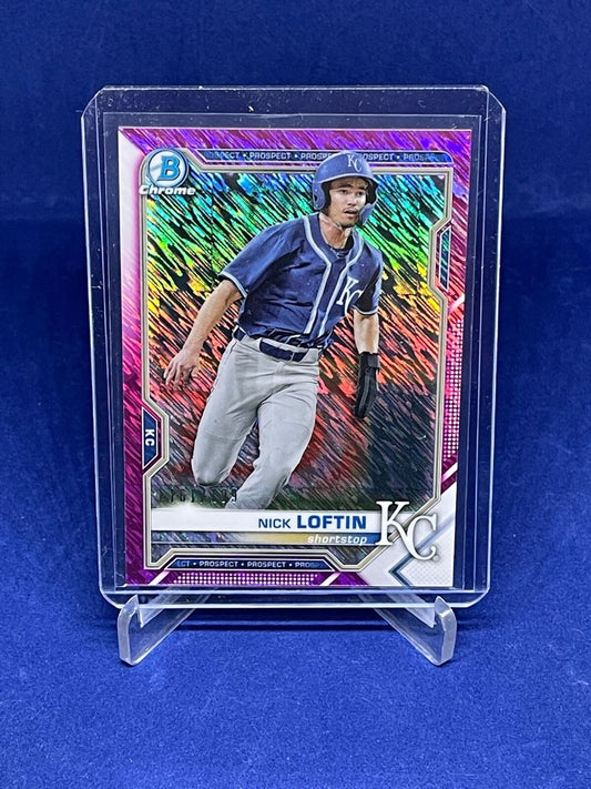 NICK LOFTIN 2021 BOWMAN CHROME PINK SHIMMER REFRACTOR PROSPECT #D 161/199
