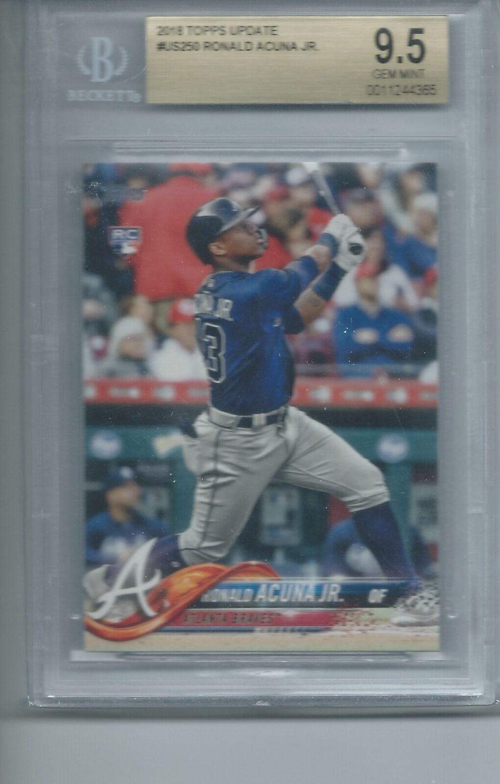 RONALD ACUNA JR 2018 TOPPS UPDATE TRUE ROOKIE RC #US250 BGS 9.5 GEM MINT