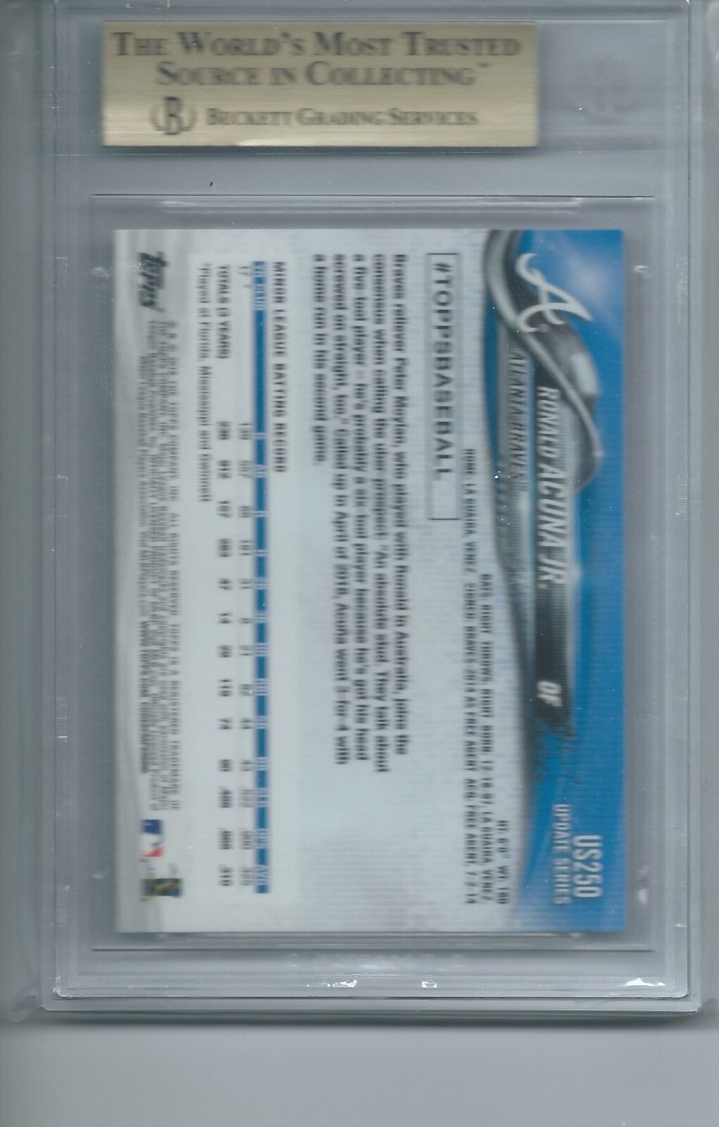 RONALD ACUNA JR 2018 TOPPS UPDATE TRUE ROOKIE RC #US250 BGS 9.5 GEM MINT