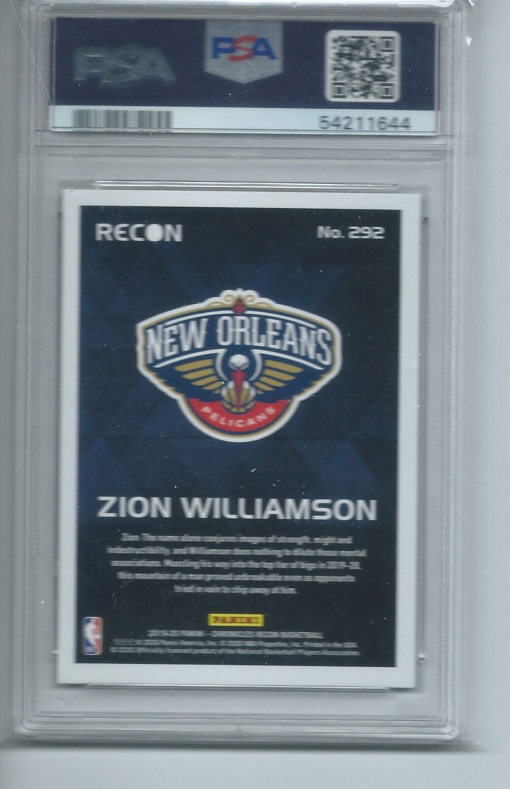 ZION WILLIAMSON 2019-20 PANINI CHRONICLES RECON BRONZE RC #292 PSA 10 GEM MINT