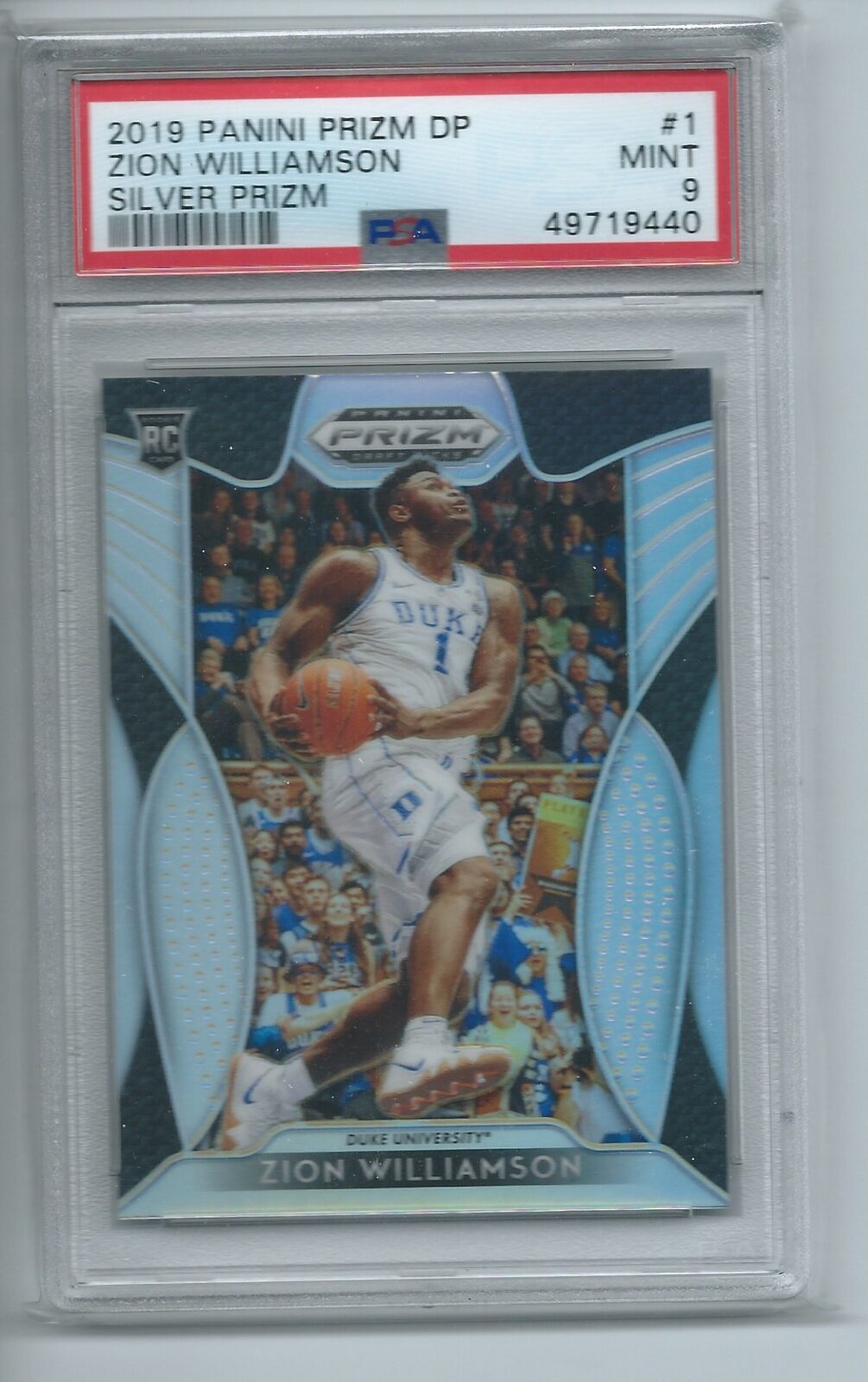 ZION WILLIAMSON 2019-20 PANINI PRIZM DRAFT PICKS SILVER PRIZM RC #1 PSA 9 MINT
