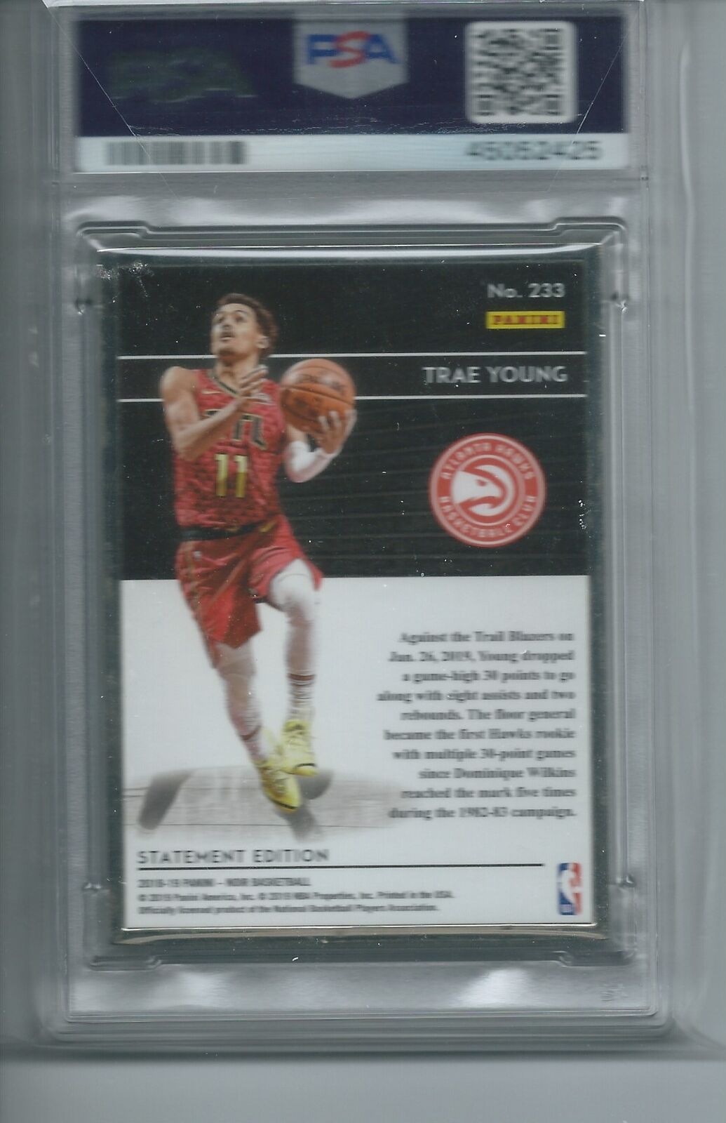 TRAE YOUNG 2018-19 PANINI NOIR SILVER FRAMED METAL FRAME RC #D 1/25 PSA 9 POP 2
