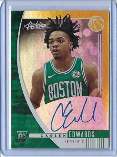 CARSEN EDWARDS 2019-20 PANINI ABSOLUTE MEMORABILIA ON CARD AUTO RC #RA-CEW