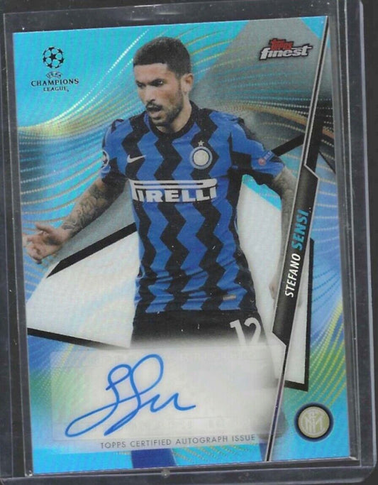 STEFANO SENSI 2020-21 TOPPS FINEST UCL BLUE REFRACTOR AUTO #D 138/150