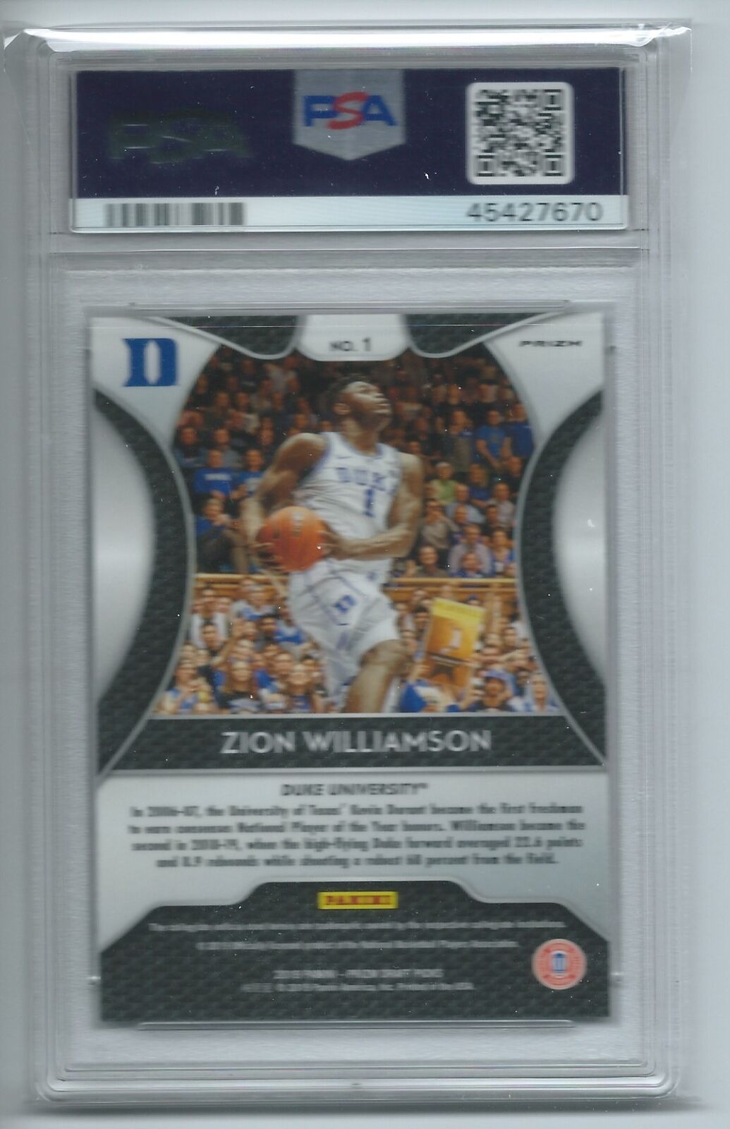 ZION WILLIAMSON 2019-20 PANINI PRIZM DRAFT PICKS PINK PULSAR PRIZM RC #1 PSA 10