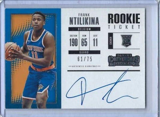 FRANK NTILIKINA 2017-18 PANINI CONTENDERS ROOKIE TICKET AUTO RC #D 61/75