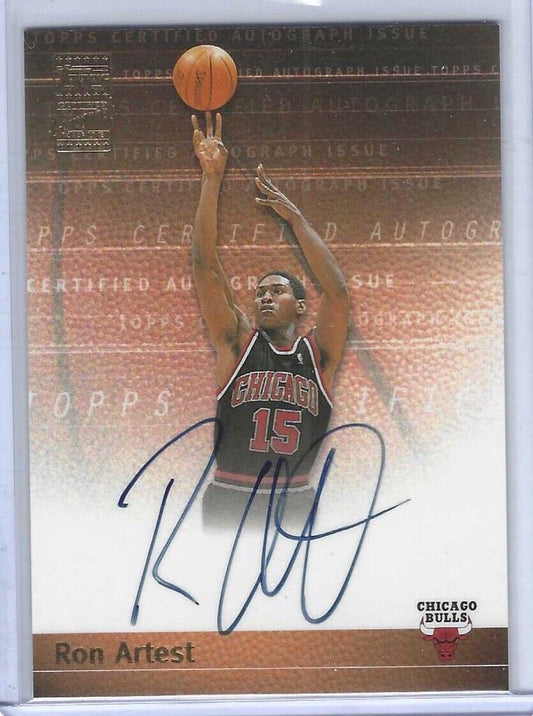 RON ARTEST 2000-01 TOPPS CERTIFIED AUTOGRAPH ISSUE ON CARD AUTO RC #TA-RA