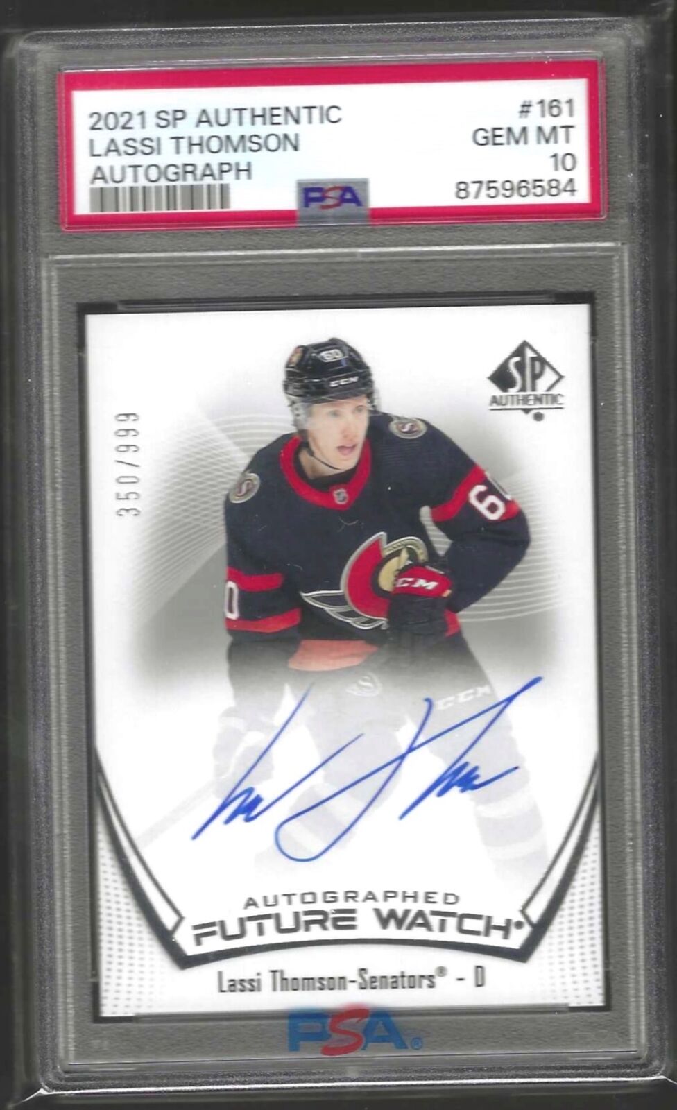 LASSI THOMSON 2021 SP AUTHENTIC FUTURE WATCH AUTO RC /999 PSA 10 GEM MINT POP 6