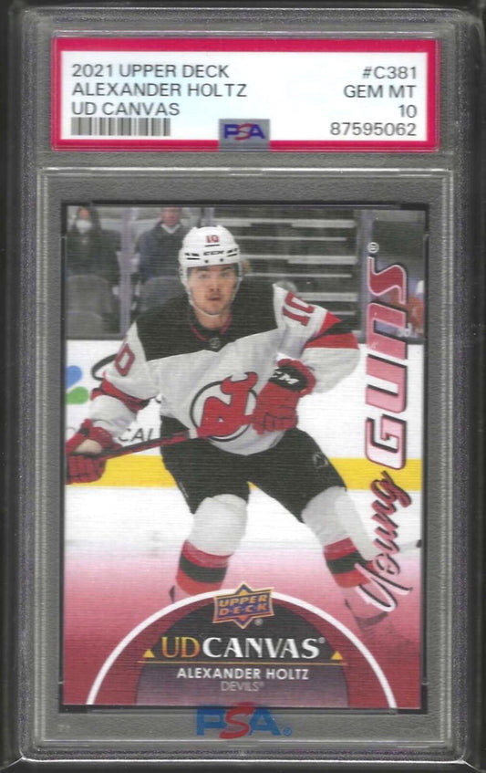 ALEXANDER HOLTZ 2021 UD YOUNG GUNS CANVAS ROOKIE RC PSA 10 GEM MINT #C381