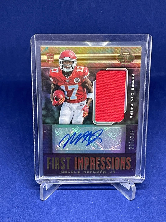 MECOLE HARDMAN JR 2019 PANINI ILLUSIONS ROOKIE JERSEY AUTO RC #D 286/299
