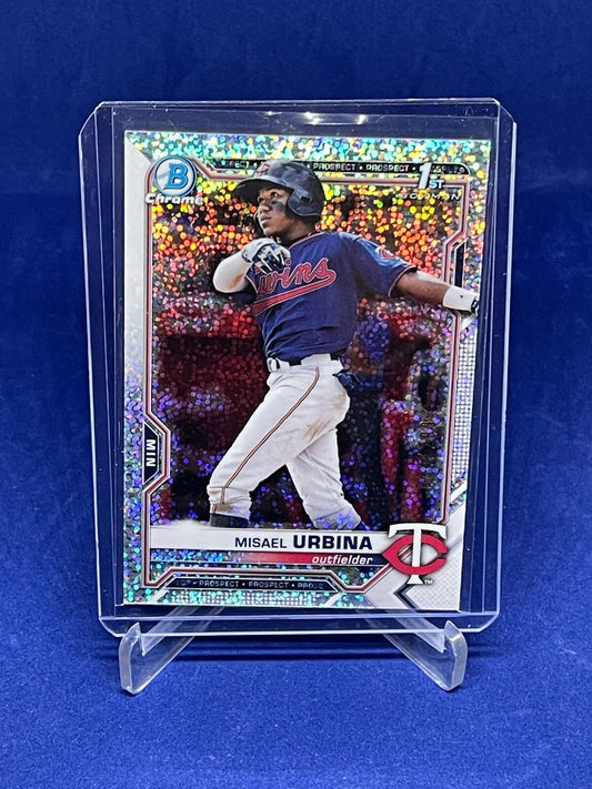 MISAEL URBINA 2021 BOWMAN CHROME 1ST SPARKLE REFRACTOR PROSPECT #D 34/299