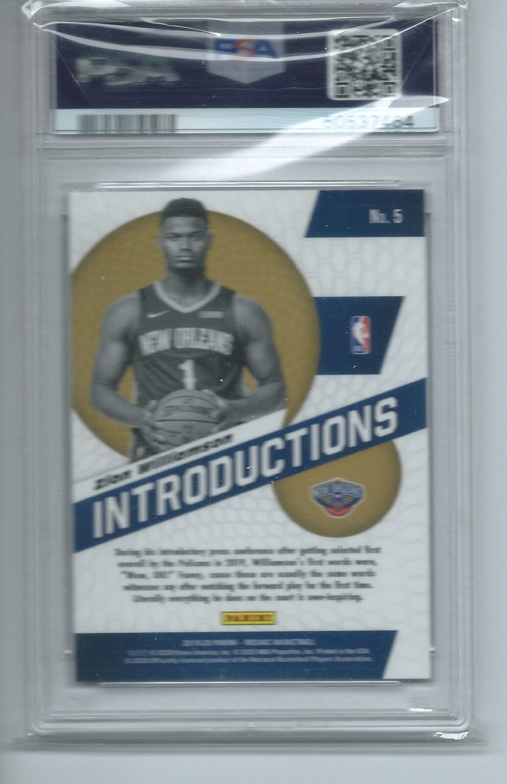 ZION WILLIAMSON 2019-20 PANINI MOSAIC INTRODUCTIONS RC #5 PSA 10 GEM MINT