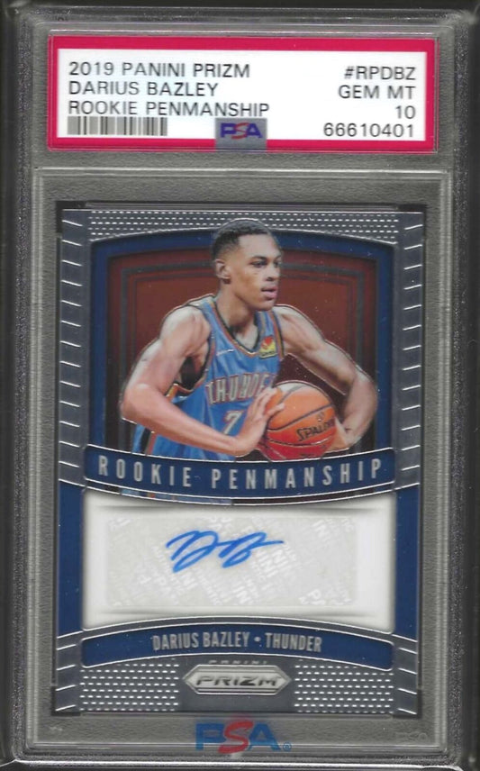 DARIUS BAZLEY 2019-20 PANINI PRIZM ROOKIE PENMANSHIP AUTO RC PSA 10 GEM MINT