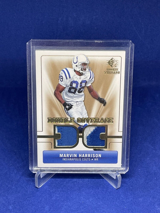 MARVIN HARRISON 2007 SP ROOKIE THREADS DOUBLE COVERAGE DUAL PATCH