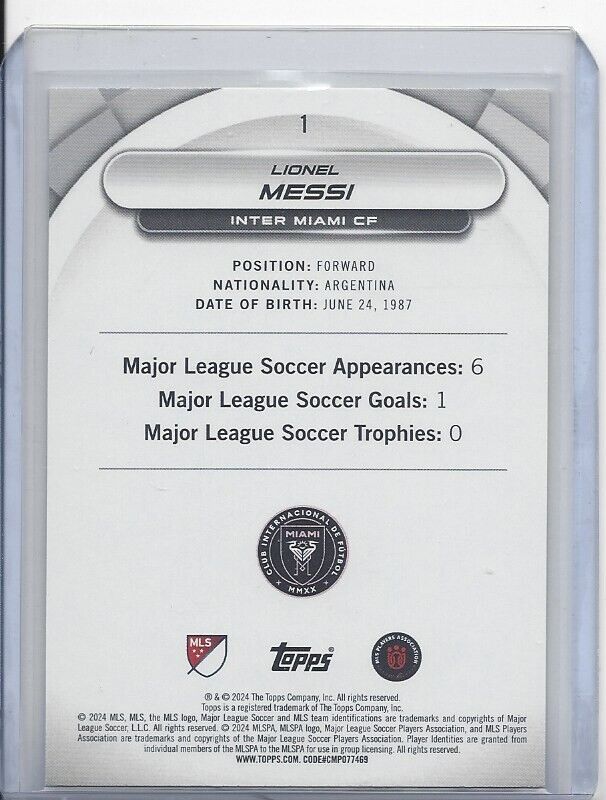 LIONEL MESSI 2024 TOPPS MLS SUPERSTARS YELLOW #1