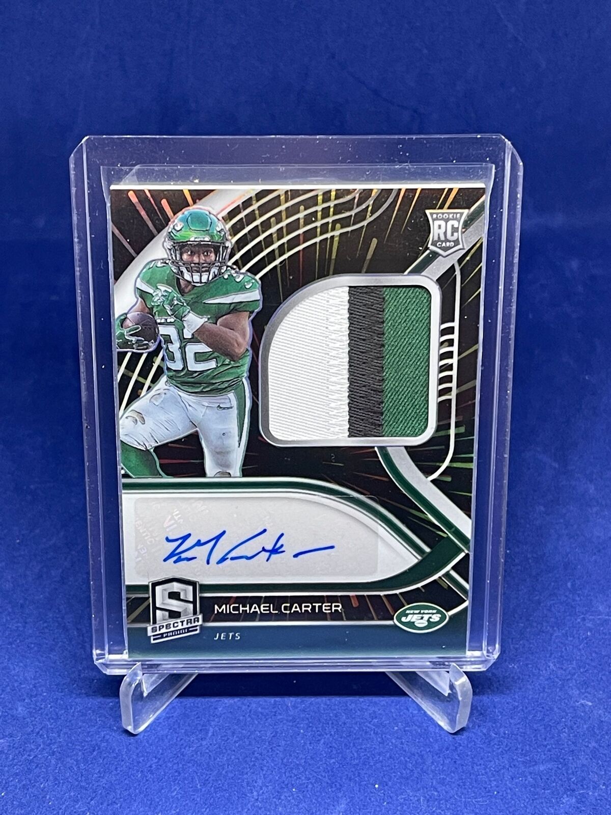 MICHAEL CARTER 2021 PANINI SPECTRA RPA PRIZM PATCH AUTO ROOKIE RC #D 10/75