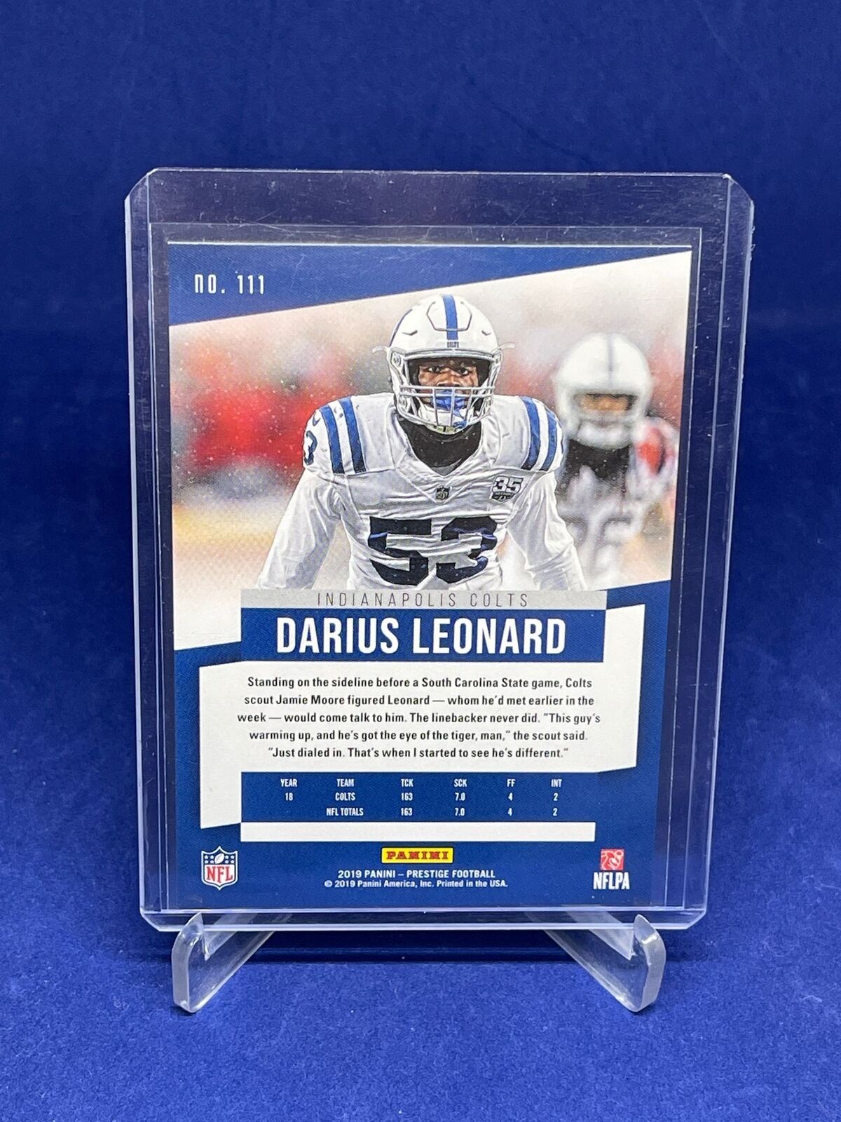 DARIUS LEONARD 2019 PANINI PRESTIGE XTRA POINTS PLATINUM #D 1/10