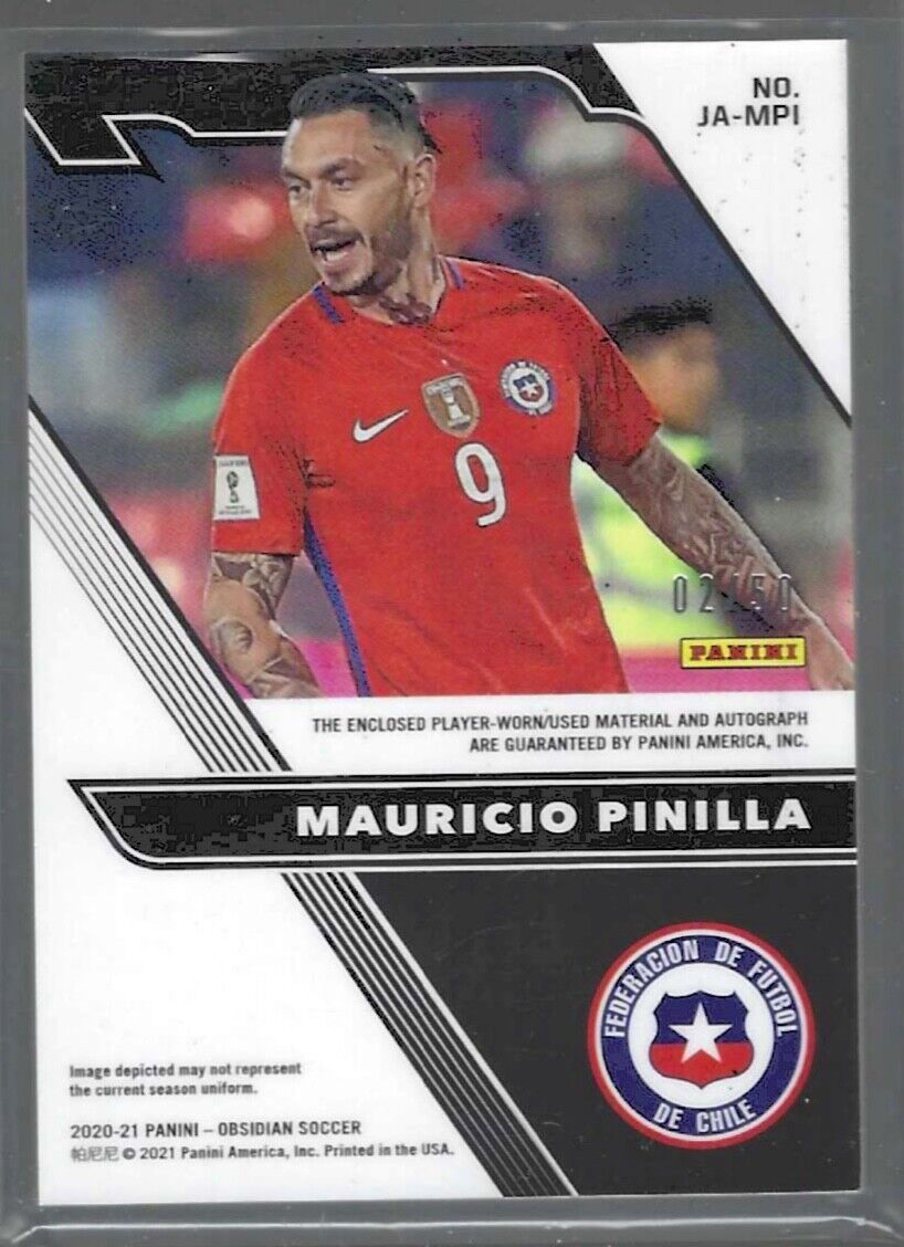 MAURICIO PINILLA 2020-21 PANINI OBSIDIAN ORANGE ETCH PATCH AUTO #D 02/50