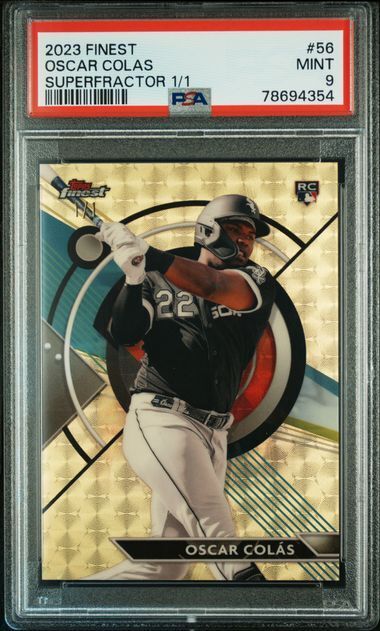 OSCAR COLAS 2023 TOPPS FINEST SUPERFRACTOR ROOKIE RC #D 1/1 PSA 9 MINT POP 1/1