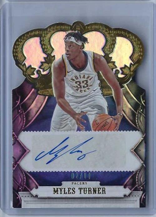 MYLES TURNER 2017-18 PANINI CROWN ROYALE GOLD DIE CUT AUTO #D 2/10