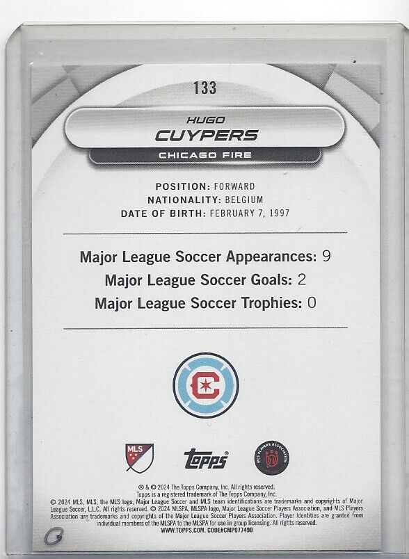 HUGO CUYPERS 2024 TOPPS MLS SUPERSTARS PURPLE ULTRA RARE #D 34/99