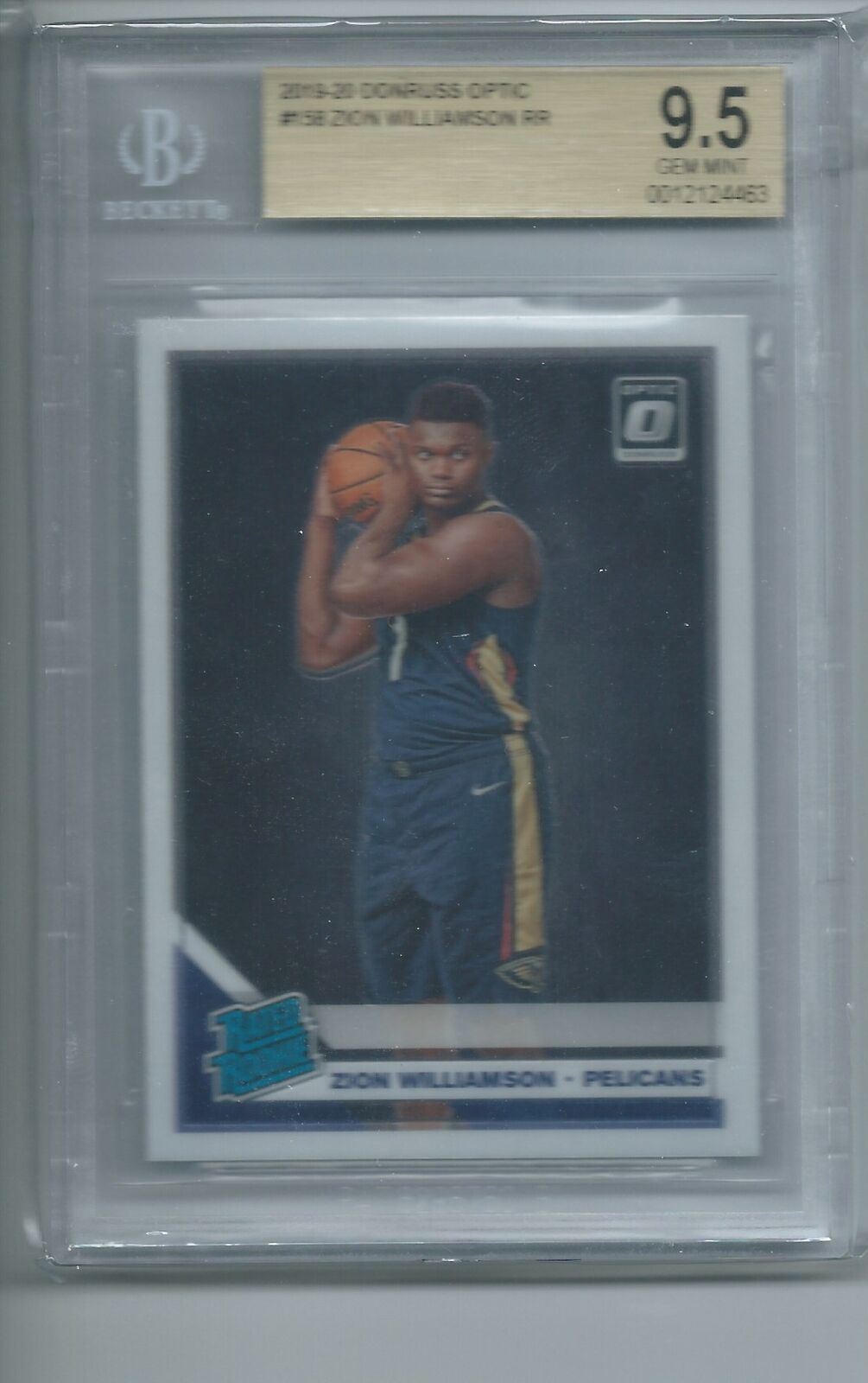 ZION WILLIAMSON 2019-20 PANINI DONRUSS OPTIC RATED ROOKIE RC #158 BGS 9.5 GEM