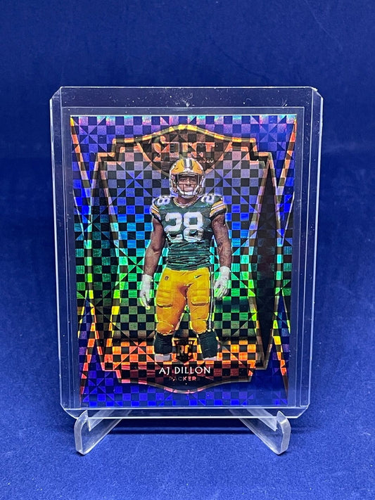 AJ DILLON 2020 PANINI SELECT PREMIER LEVEL BLUE PRIZM ROOKIE RC #D 63/149