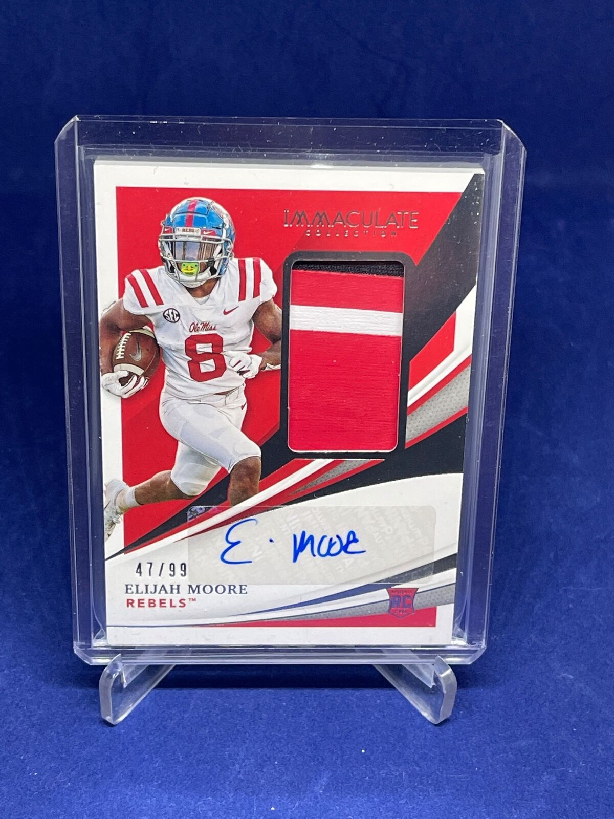 ELIJAH MOORE 2021 PANINI IMMACULATE RPA 3 COLOR PATCH AUTO ROOKIE RC #D 47/99