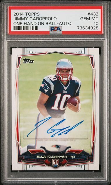 JIMMY GAROPPOLO 2014 TOPPS SP VARIATION ONE HAND ON BALL AUTO RC SSP #432 PSA 10
