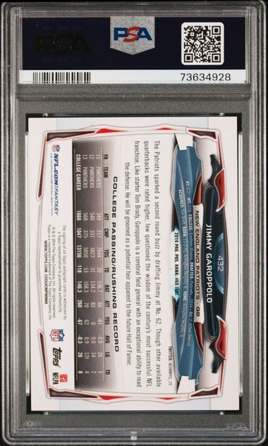 JIMMY GAROPPOLO 2014 TOPPS SP VARIATION ONE HAND ON BALL AUTO RC SSP #432 PSA 10