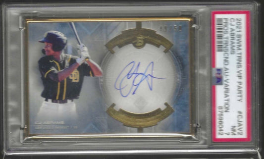 CJ ABRAMS 2021 BOWMAN TRANSCENDENT VIP PARTY AUTO #D 40/50 PSA 7 NON MINT POP 1