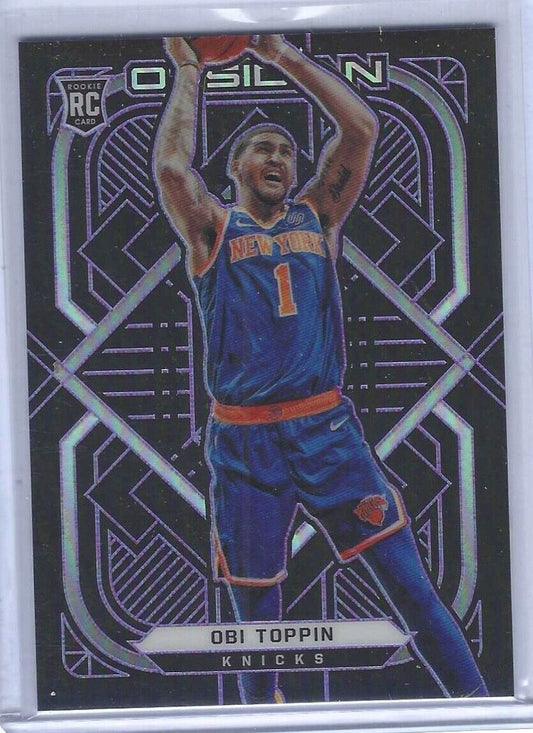 OBI TOPPIN 2020-21 PANINI OBSIDIAN PURPLE ETCH ROOKIE RC #D 98/99