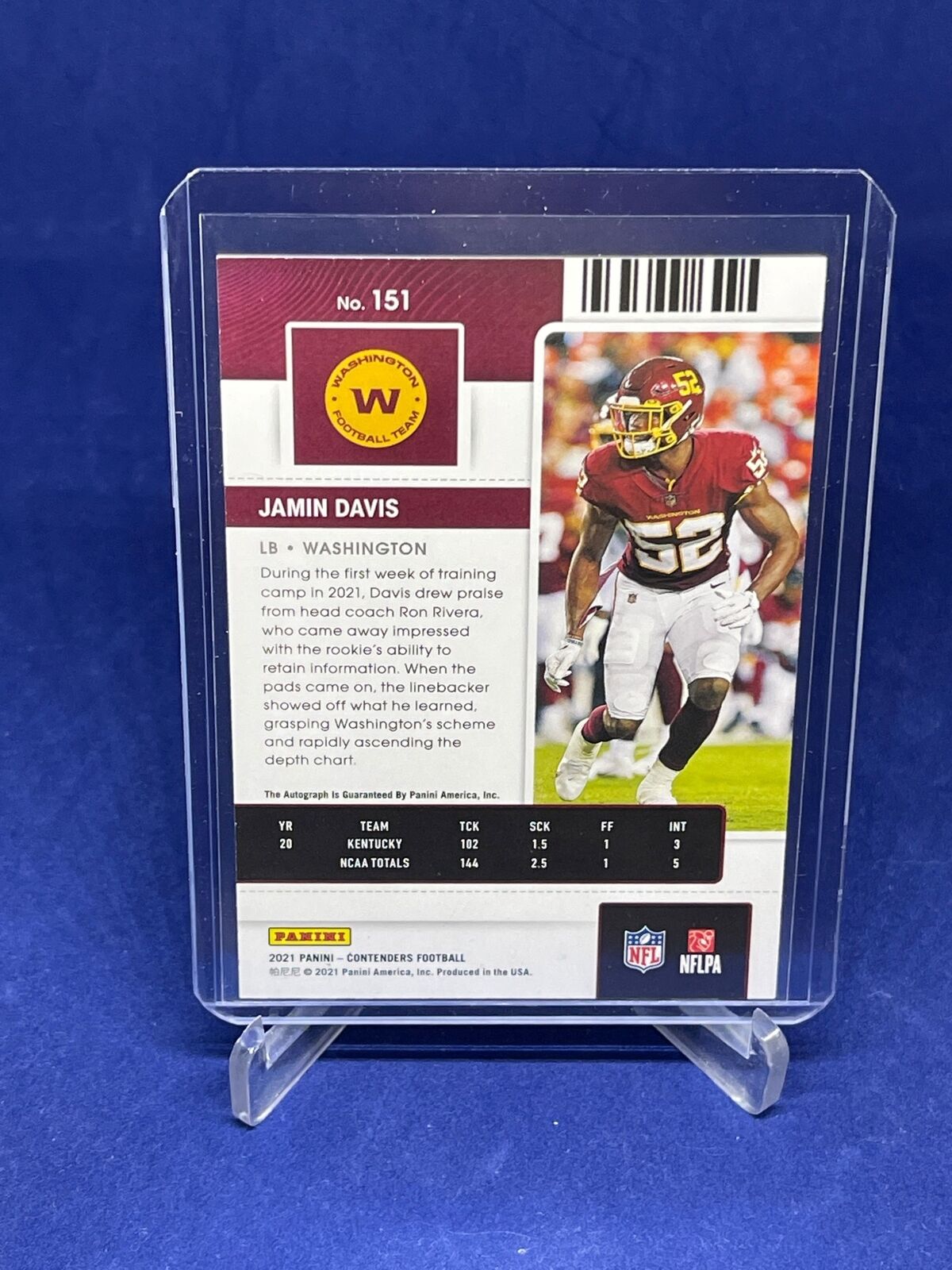 JAMIN DAVIS 2021 PANINI CONTENDERS ROOKIE TICKET AUTO RC #151