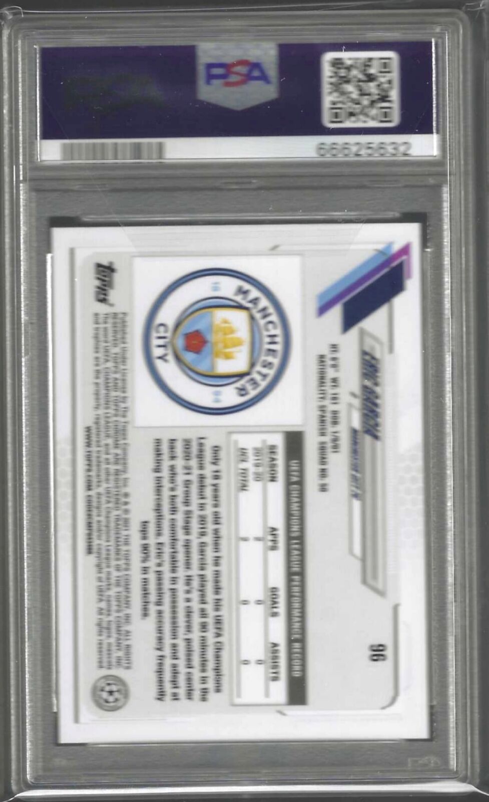 ERIC GARCIA 2020-21 TOPPS CHROME SPECKLE REFRACTOR RC #96 PSA 10 GEM POP 1/1