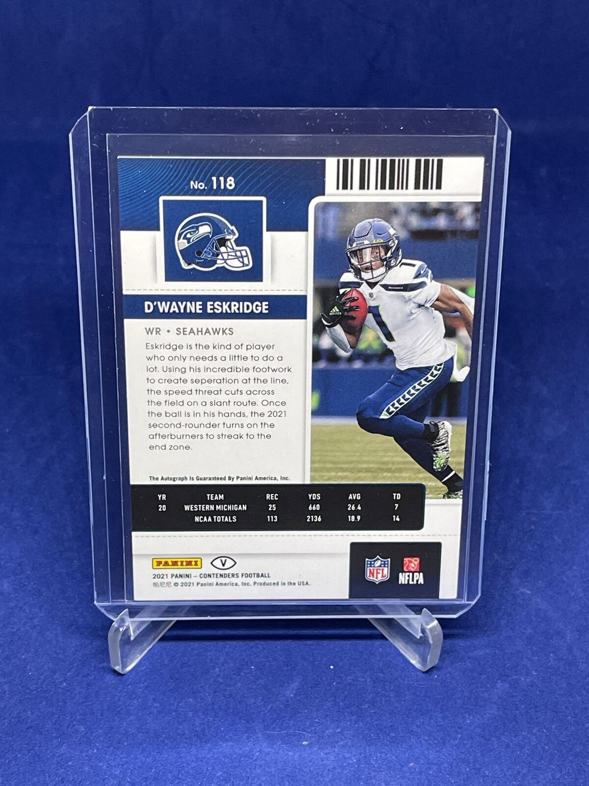 D'WAYNE ESKRIDGE 2021 PANINI CONTENDERS ROOKIE TICKET AUTO VARIATION RC #118