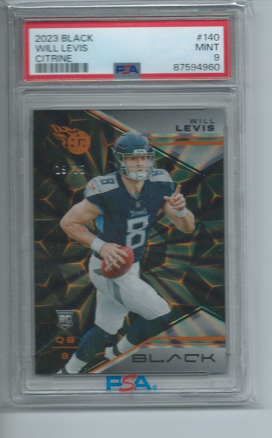 WILL LEVIS 2023 PANINI BLACK CITRINE ORANGE RC #D 19/25 PSA 9 MINT POP 2