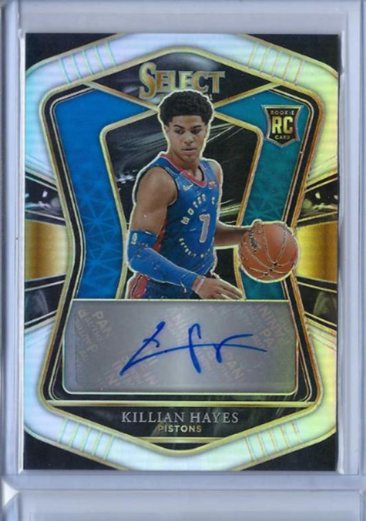 KILLIAN HAYES 2020-21 PANINI SELECT SILVER PRIZM AUTO RC #D 213/249