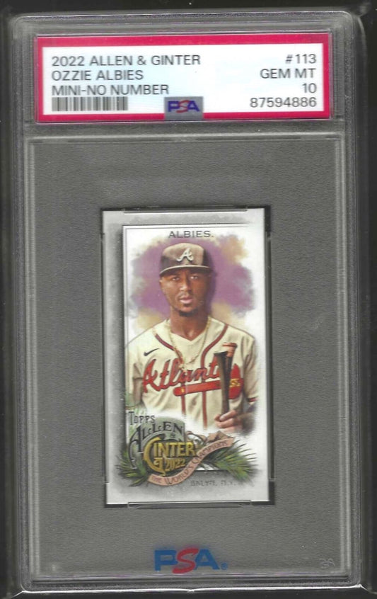 OZZIE ALBIES 2022 ALLEN & GINTER MINI SSP /50 NO NUMBER #113 PSA 10 POP 1/1